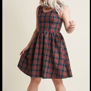 ModCloth Plaid Tartan Fit and Flare Dress Size 1X